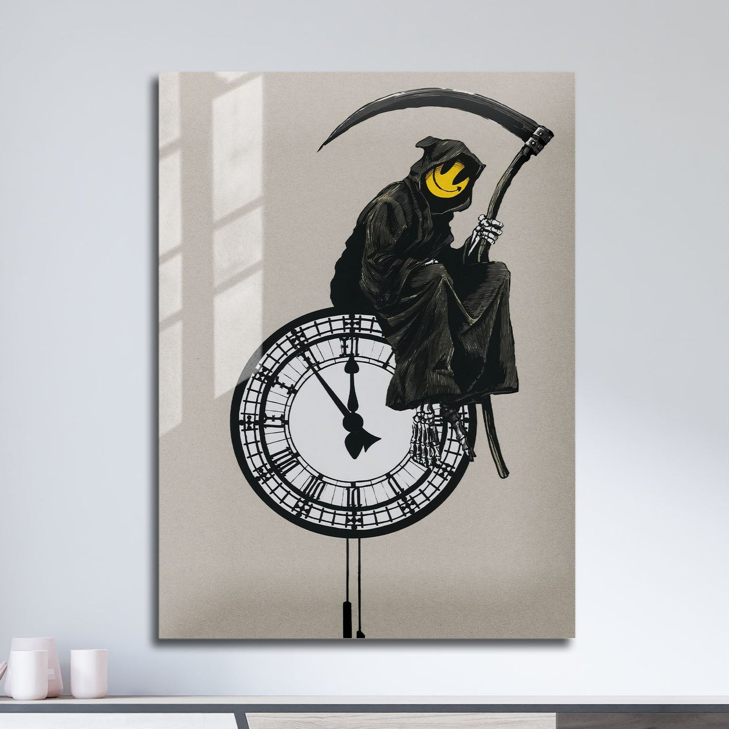 Wes Co Gallery Metal Poster Smiley Face Grin Reaper 11" x 17" Home Goods - Pop Art Border or edge to edge Metal Art Print