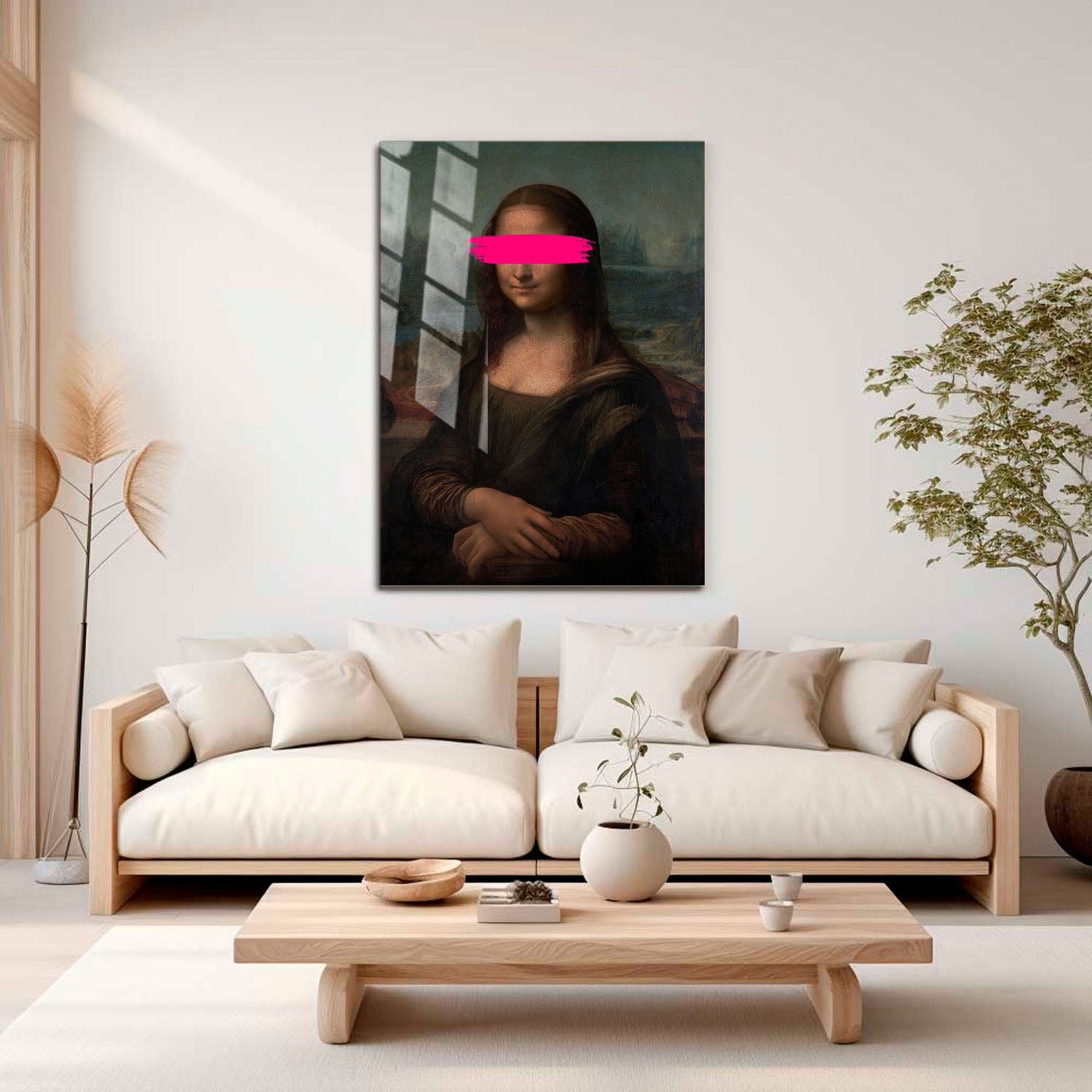 Wes Co Gallery Metal Poster Mona Lisa Pink Brush Stroke 11" x 17" Home Goods - Pop Art Border or edge to edge Metal Art Print