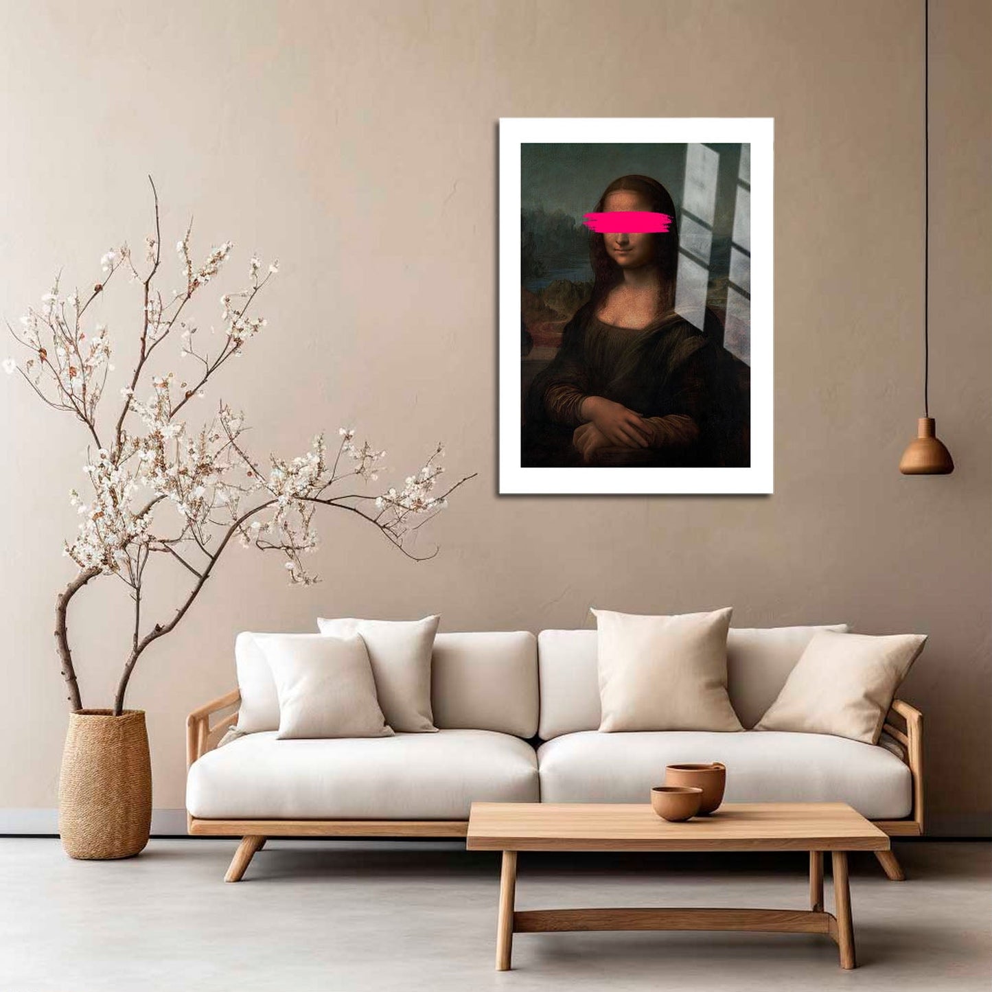 Wes Co Gallery Metal Poster Mona Lisa Pink Brush Stroke 16" x 24" Home Goods - Pop Art Border or edge to edge Metal Art Print