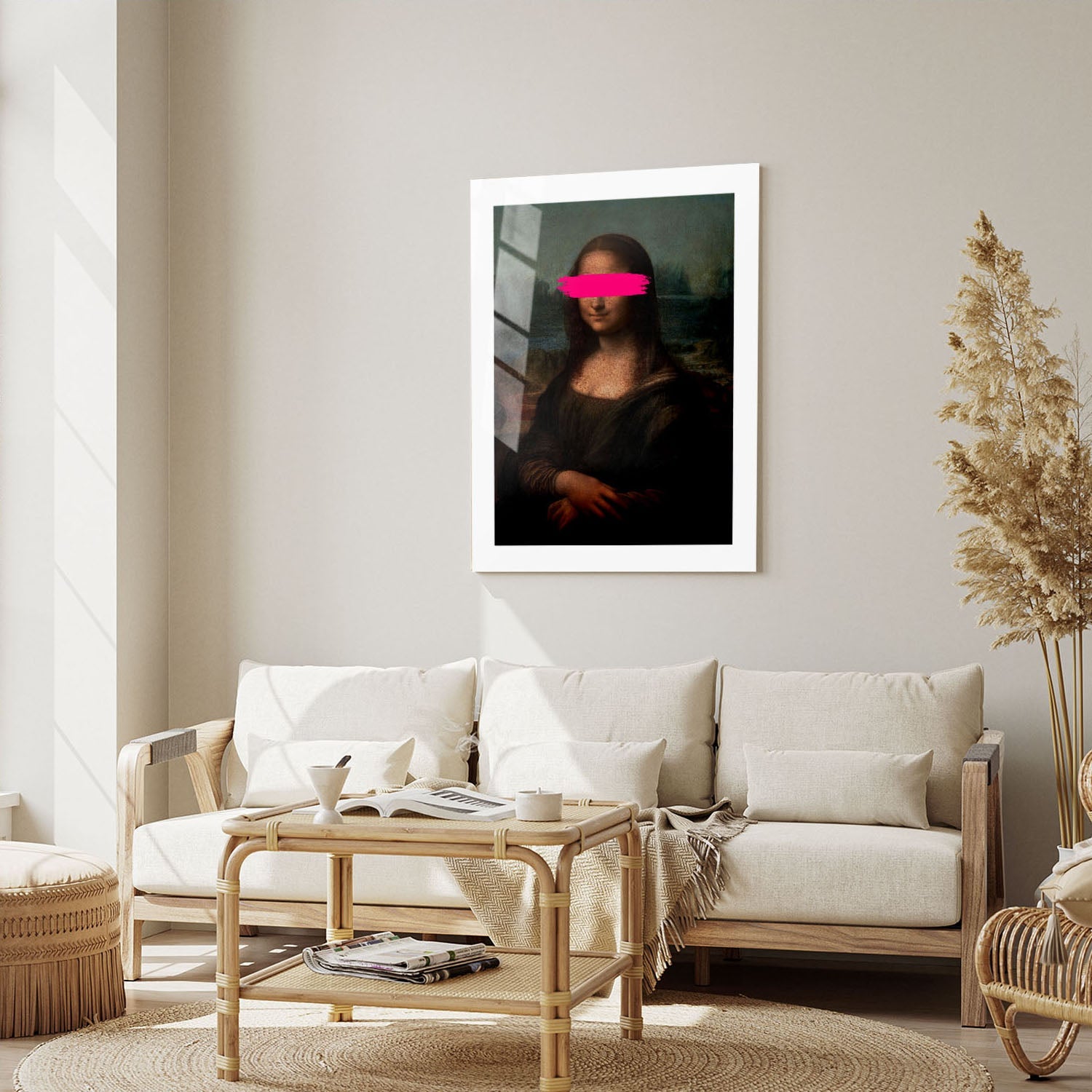 Wes Co Gallery Metal Poster Mona Lisa Pink Brush Stroke 16" x 24" Home Goods - Pop Art Border or edge to edge Metal Art Print