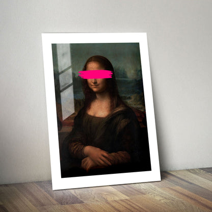 Wes Co Gallery Metal Poster Mona Lisa Pink Brush Stroke 24" x 36" Home Goods - Pop Art Border or edge to edge Metal Art Print