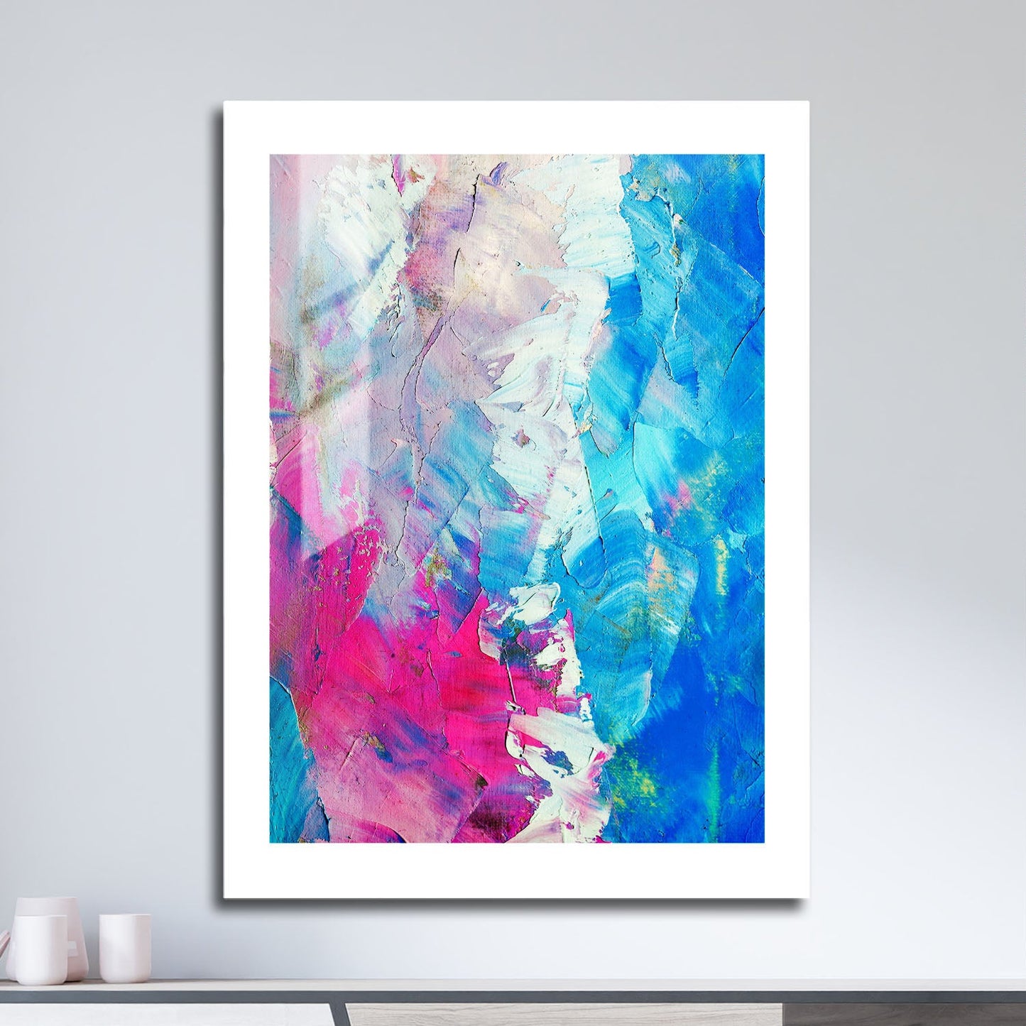 Wes Co Gallery Metal Poster Abstract Brushstroke Pastel 16" x 24" Home Goods - Preppy Border or edge to edge Metal Art Print