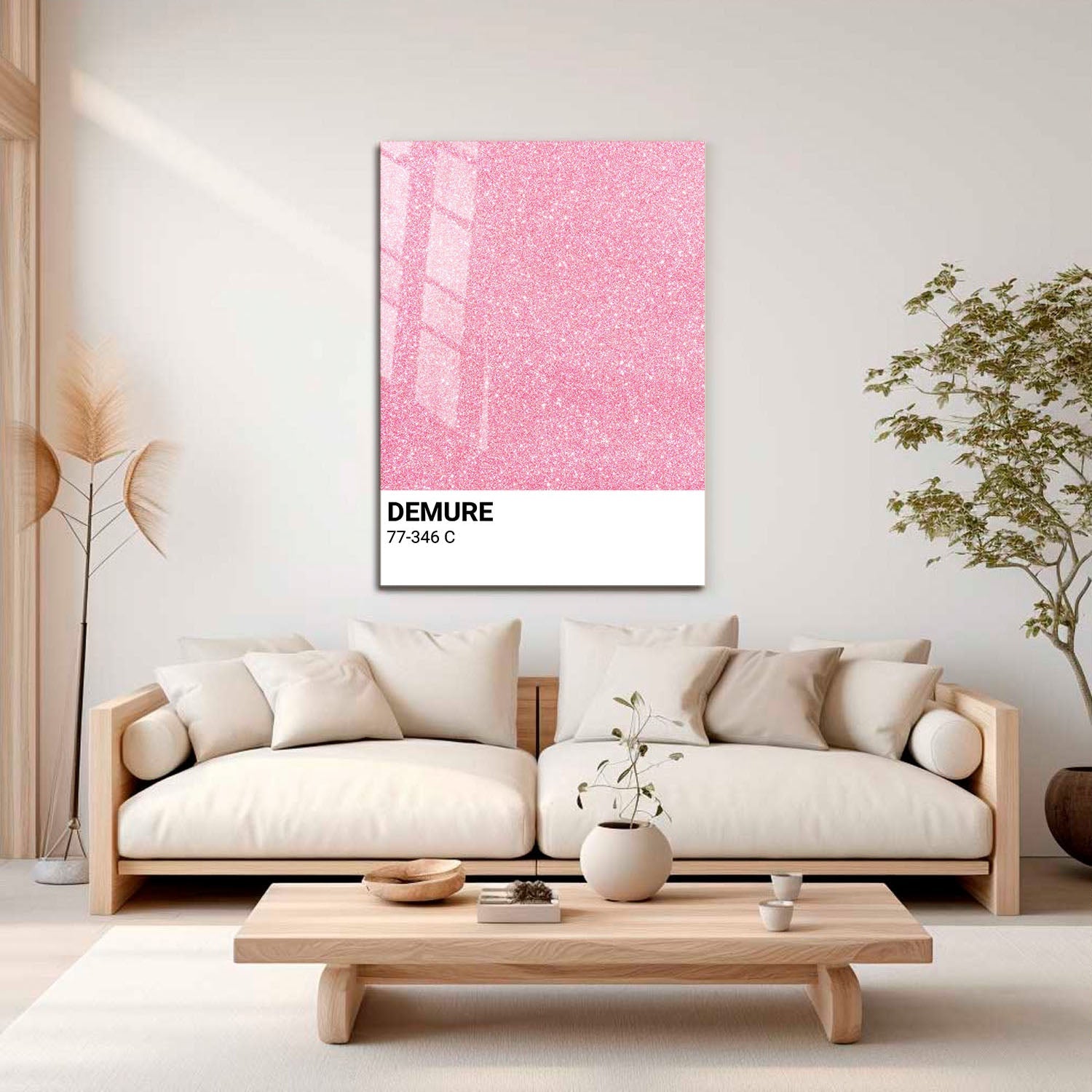 Wes Co Gallery Metal Poster Demure Pink Glitter 11" x 17" Home Goods - Preppy Border or edge to edge Metal Art Print