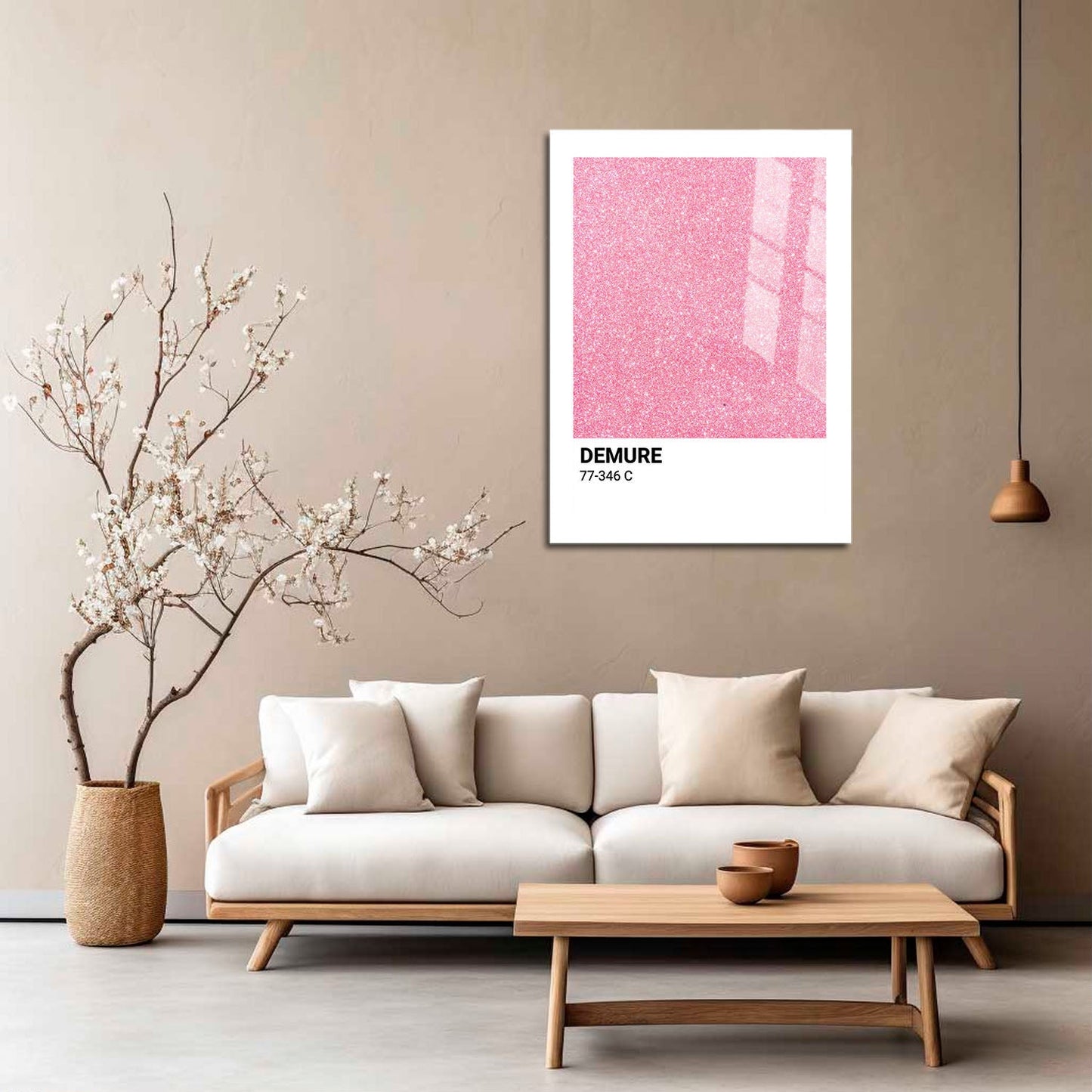 Wes Co Gallery Metal Poster Demure Pink Glitter 16" x 24" Home Goods - Preppy Border or edge to edge Metal Art Print