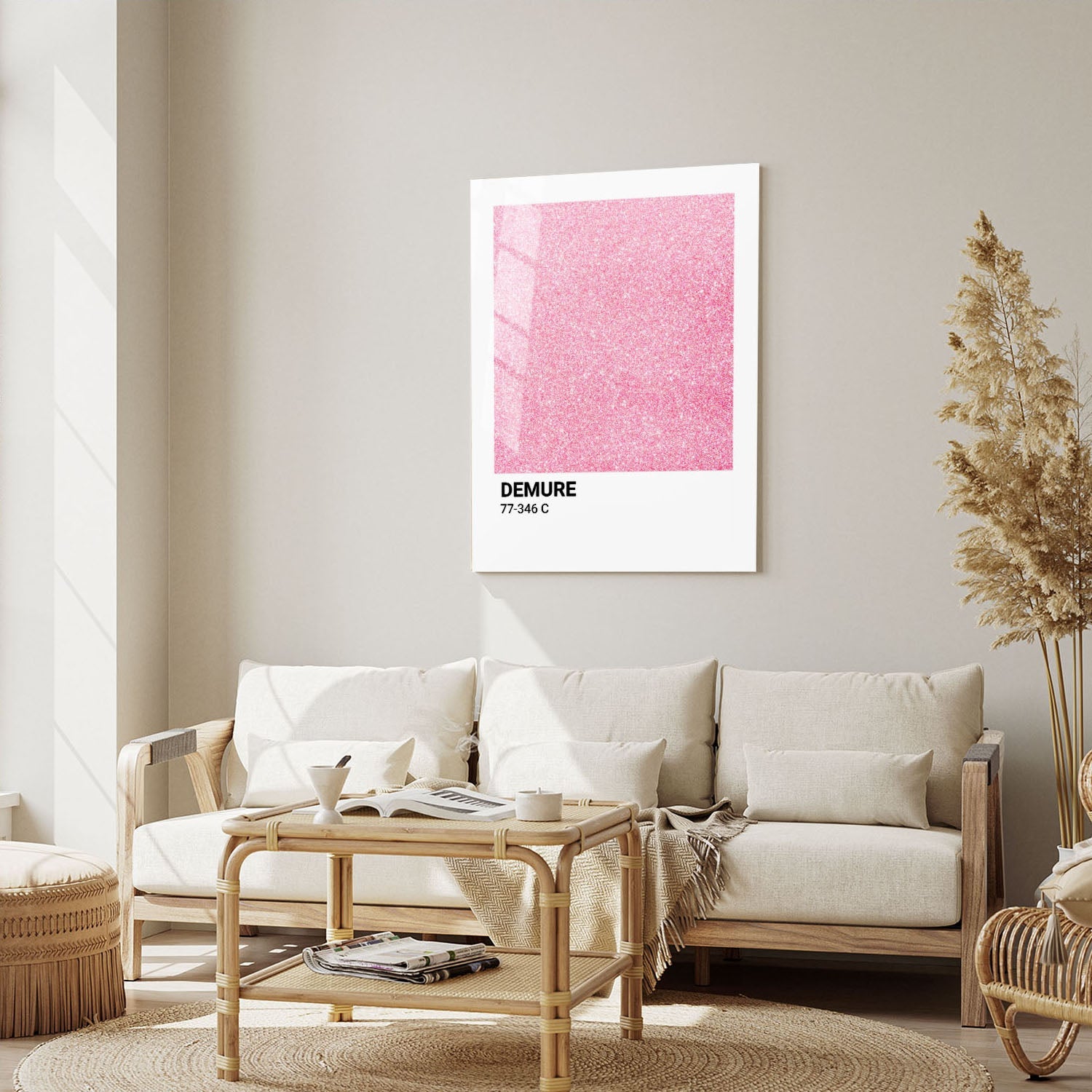 Wes Co Gallery Metal Poster Demure Pink Glitter 16" x 24" Home Goods - Preppy Border or edge to edge Metal Art Print