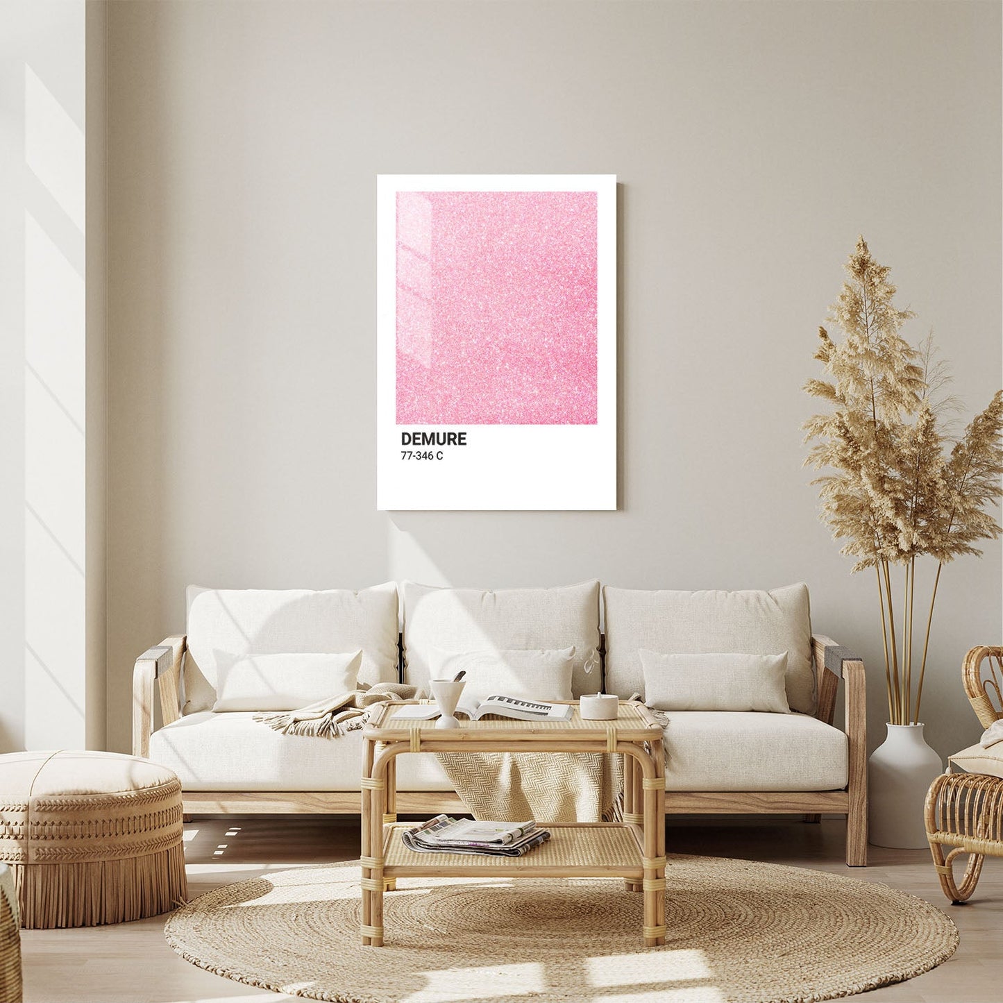 Wes Co Gallery Metal Poster Demure Pink Glitter 24" x 36" Home Goods - Preppy Border or edge to edge Metal Art Print