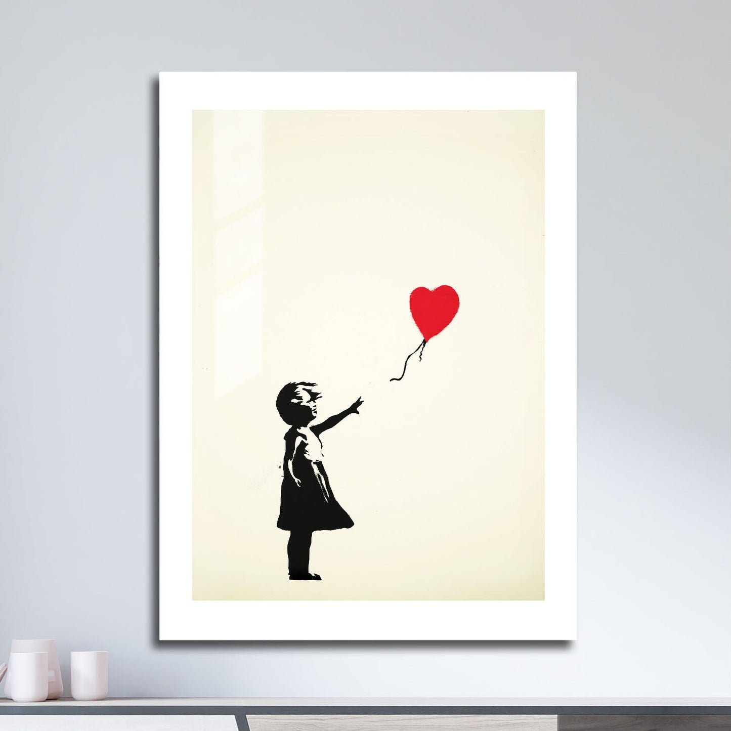 Wes Co Gallery Metal Poster Heart Shaped Balloon 16" x 24" Home Goods - Preppy Border or edge to edge Metal Art Print