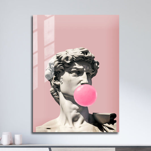 Wes Co Gallery Metal Poster Michelangelo David Bubblegum 11" x 17" Home Goods - Preppy Border or edge to edge Metal Art Print