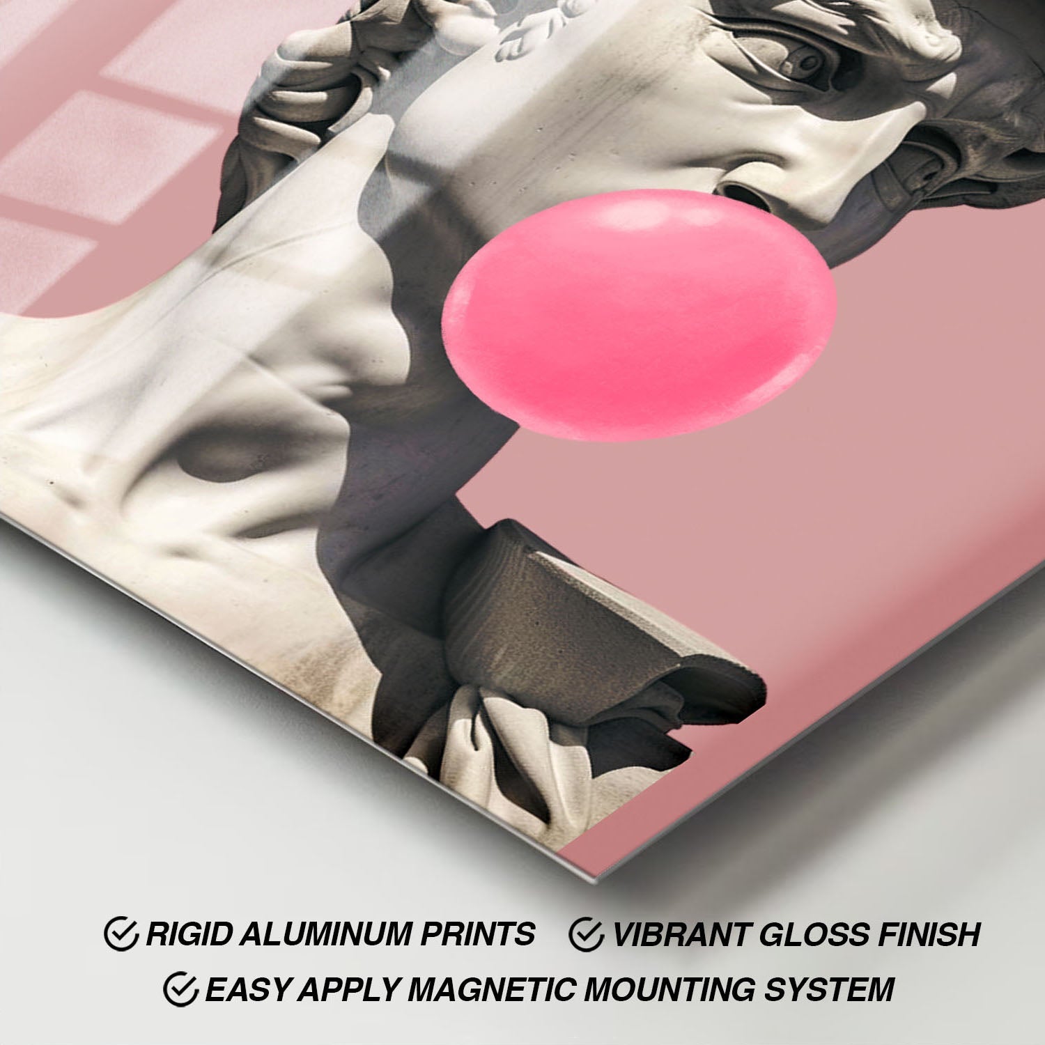 Wes Co Gallery Metal Poster Michelangelo David Bubblegum 11" x 17" Home Goods - Preppy Border or edge to edge Metal Art Print