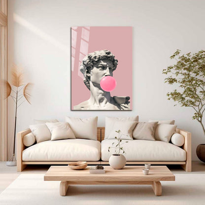 Wes Co Gallery Metal Poster Michelangelo David Bubblegum 11" x 17" Home Goods - Preppy Border or edge to edge Metal Art Print