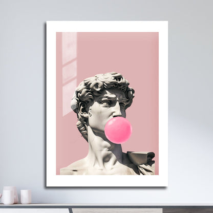 Wes Co Gallery Metal Poster Michelangelo David Bubblegum 16" x 24" Home Goods - Preppy Border or edge to edge Metal Art Print