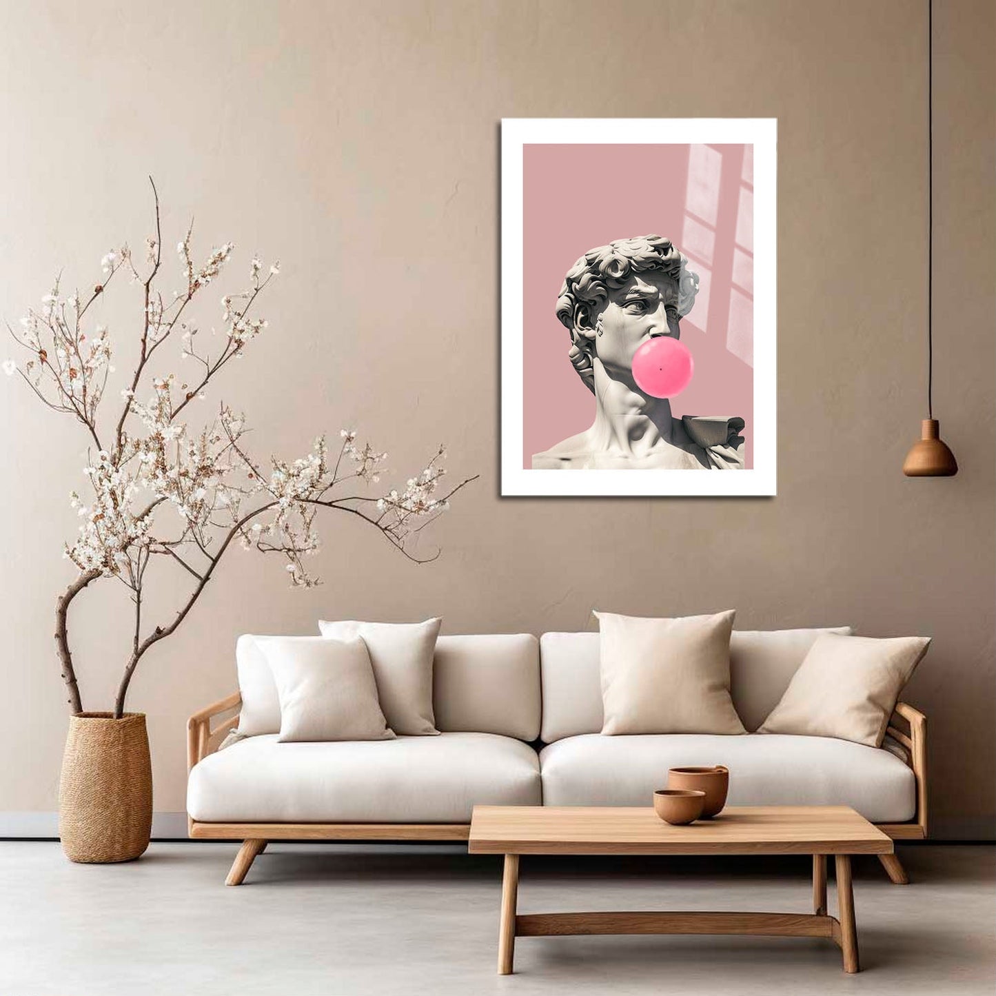 Wes Co Gallery Metal Poster Michelangelo David Bubblegum 16" x 24" Home Goods - Preppy Border or edge to edge Metal Art Print