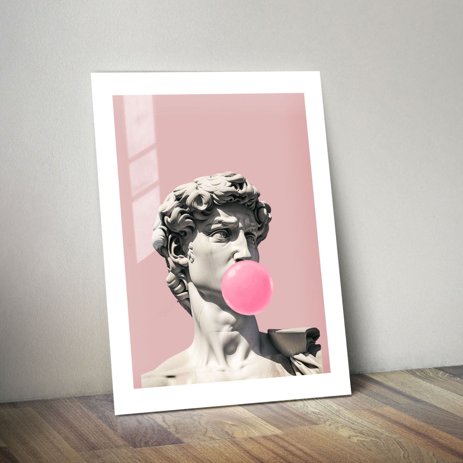 Wes Co Gallery Metal Poster Michelangelo David Bubblegum 24" x 36" Home Goods - Preppy Border or edge to edge Metal Art Print