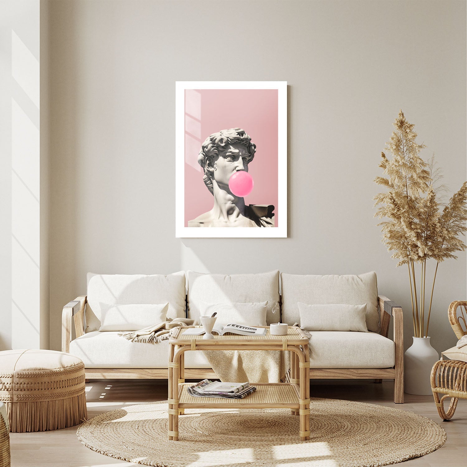 Wes Co Gallery Metal Poster Michelangelo David Bubblegum 24" x 36" Home Goods - Preppy Border or edge to edge Metal Art Print