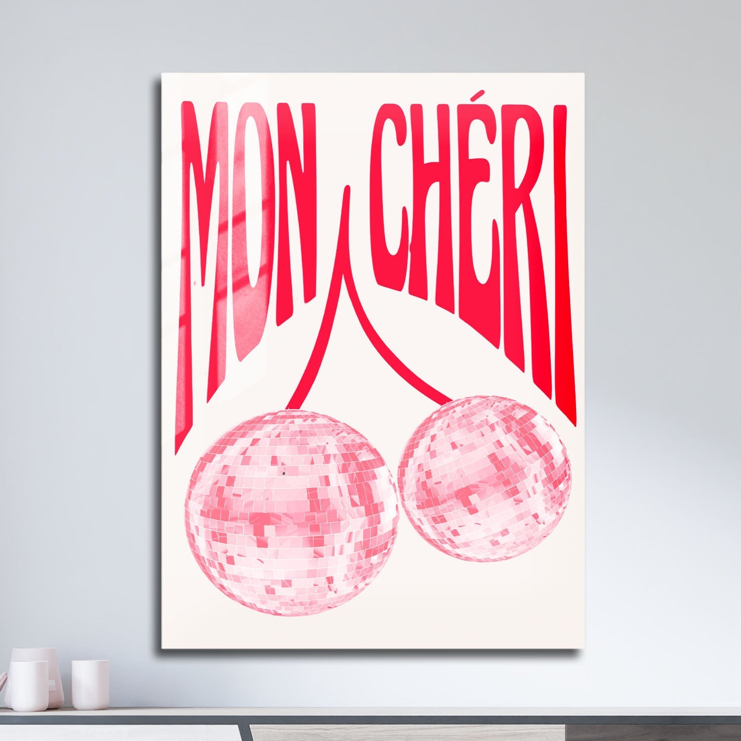 Wes Co Gallery Metal Poster Pink Disco Mon Cheri 11" x 17" Home Goods - Preppy Border or edge to edge Metal Art Print