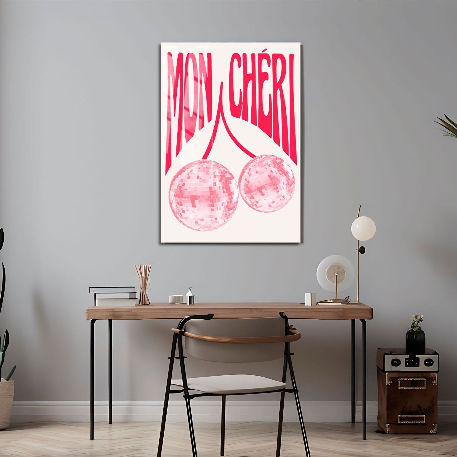 Wes Co Gallery Metal Poster Pink Disco Mon Cheri 11" x 17" Home Goods - Preppy Border or edge to edge Metal Art Print