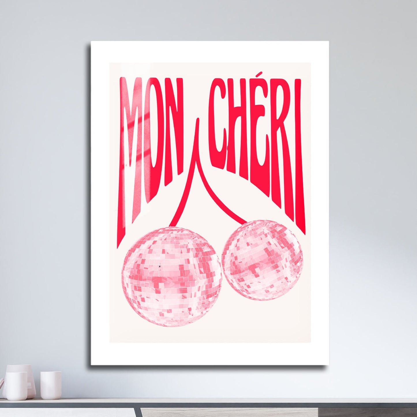 Wes Co Gallery Metal Poster Pink Disco Mon Cheri 16" x 24" Home Goods - Preppy Border or edge to edge Metal Art Print