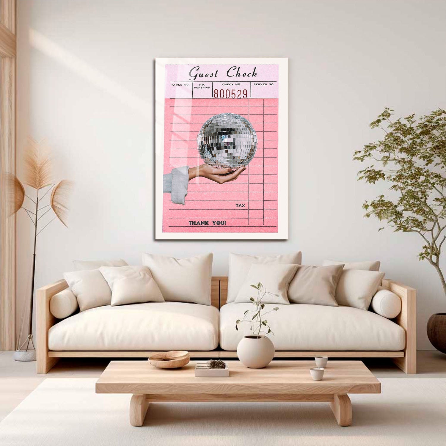 Wes Co Gallery Metal Poster Guest Check Disco Ball Hand 11" x 17" Home Goods - Preppy Border or edge to edge Metal Art Print