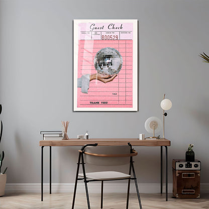 Wes Co Gallery Metal Poster Guest Check Disco Ball Hand 11" x 17" Home Goods - Preppy Border or edge to edge Metal Art Print