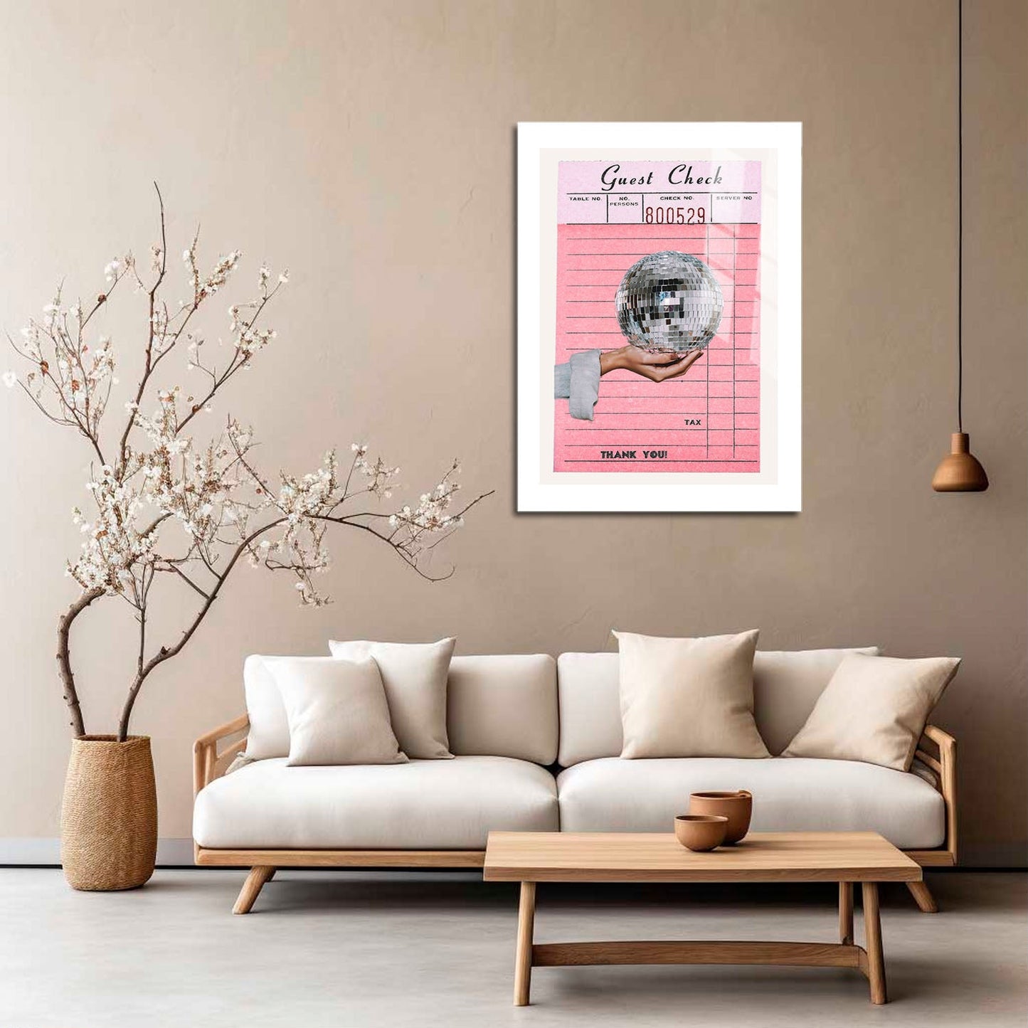 Wes Co Gallery Metal Poster Guest Check Disco Ball Hand 16" x 24" Home Goods - Preppy Border or edge to edge Metal Art Print