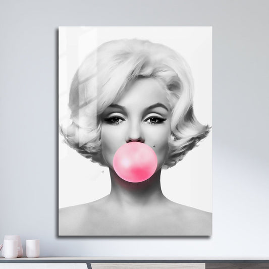 Wes Co Gallery Metal Poster Marilyn Monroe Bubblegum 11" x 17" Home Goods - Preppy Border or edge to edge Metal Art Print