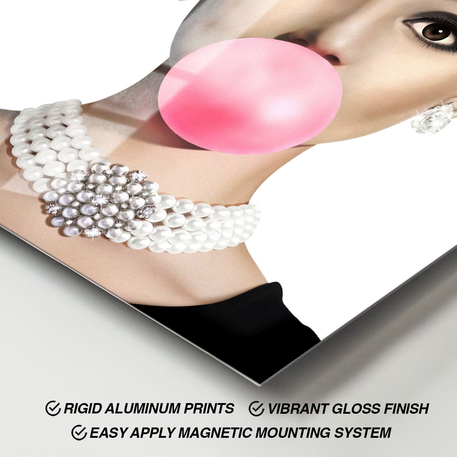 Wes Co Gallery Metal Poster Pretty Bubblegum Glamour 11" x 17" Home Goods - Preppy Border or edge to edge Metal Art Print