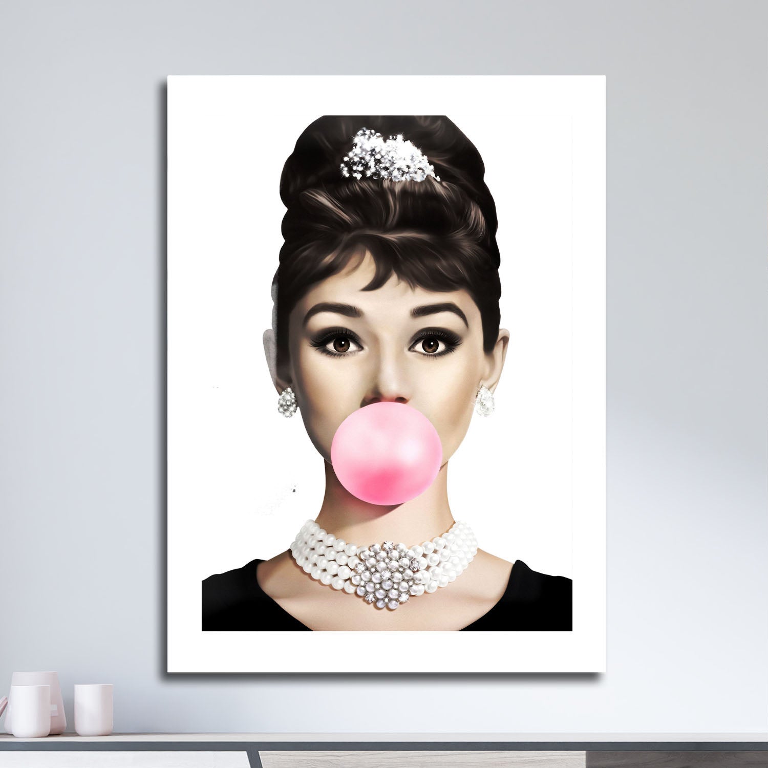 Wes Co Gallery Metal Poster Pretty Bubblegum Glamour 16" x 24" Home Goods - Preppy Border or edge to edge Metal Art Print