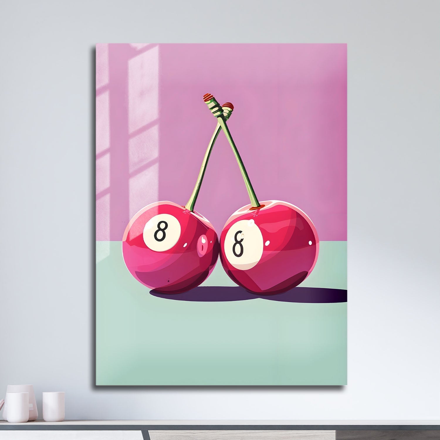 Wes Co Gallery Metal Poster Cherry Eight Balls 11" x 17" Home Goods - Preppy Border or edge to edge Metal Art Print