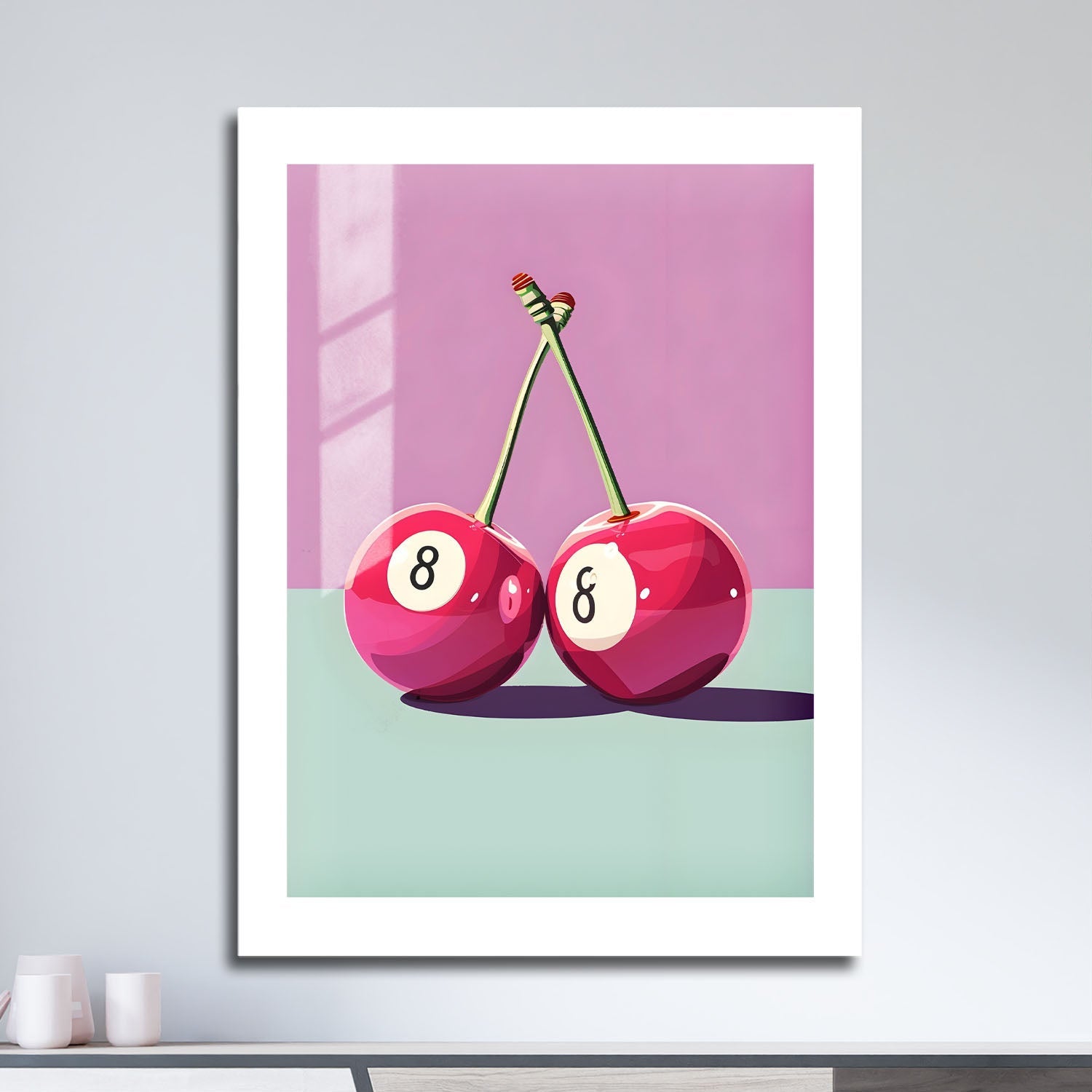 Wes Co Gallery Metal Poster Cherry Eight Balls 16" x 24" Home Goods - Preppy Border or edge to edge Metal Art Print