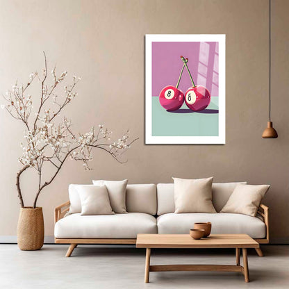 Wes Co Gallery Metal Poster Cherry Eight Balls 16" x 24" Home Goods - Preppy Border or edge to edge Metal Art Print