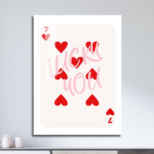 Wes Co Gallery Metal Poster Lucky You Hearts Card 11" x 17" Home Goods - Preppy Border or edge to edge Metal Art Print