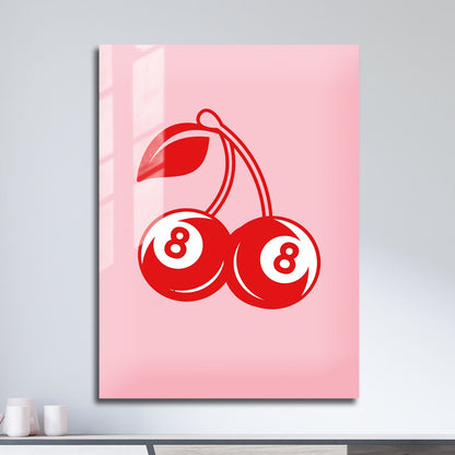 Wes Co Gallery Metal Poster Red Cherry Pool Balls 11" x 17" Home Goods - Preppy Border or edge to edge Metal Art Print