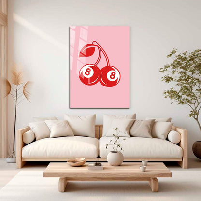 Wes Co Gallery Metal Poster Red Cherry Pool Balls 11" x 17" Home Goods - Preppy Border or edge to edge Metal Art Print