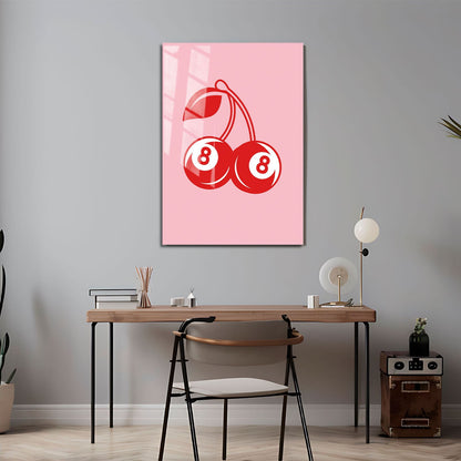 Wes Co Gallery Metal Poster Red Cherry Pool Balls 11" x 17" Home Goods - Preppy Border or edge to edge Metal Art Print