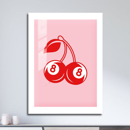 Wes Co Gallery Metal Poster Red Cherry Pool Balls 16" x 24" Home Goods - Preppy Border or edge to edge Metal Art Print