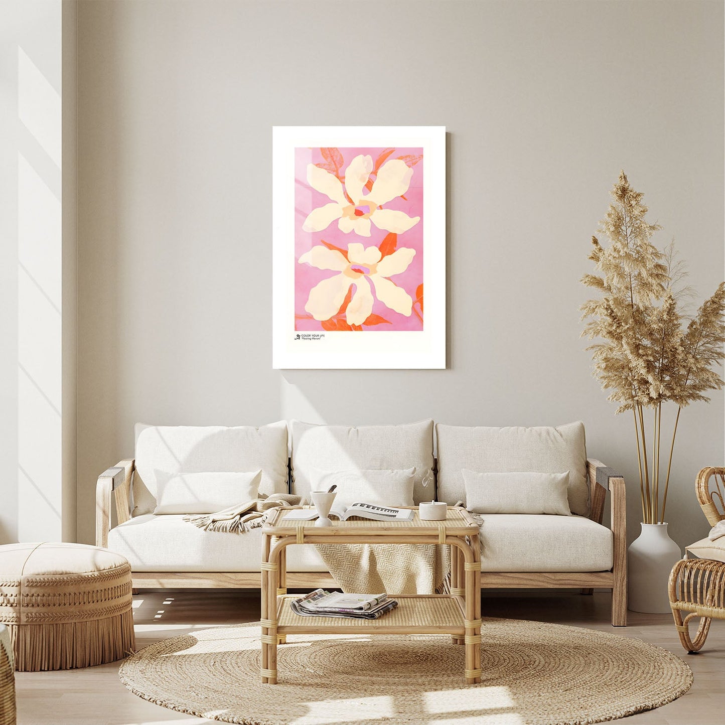 Wes Co Gallery Metal Poster Pink Floral Elegance 24" x 36" Home Goods - Preppy Border or edge to edge Metal Art Print