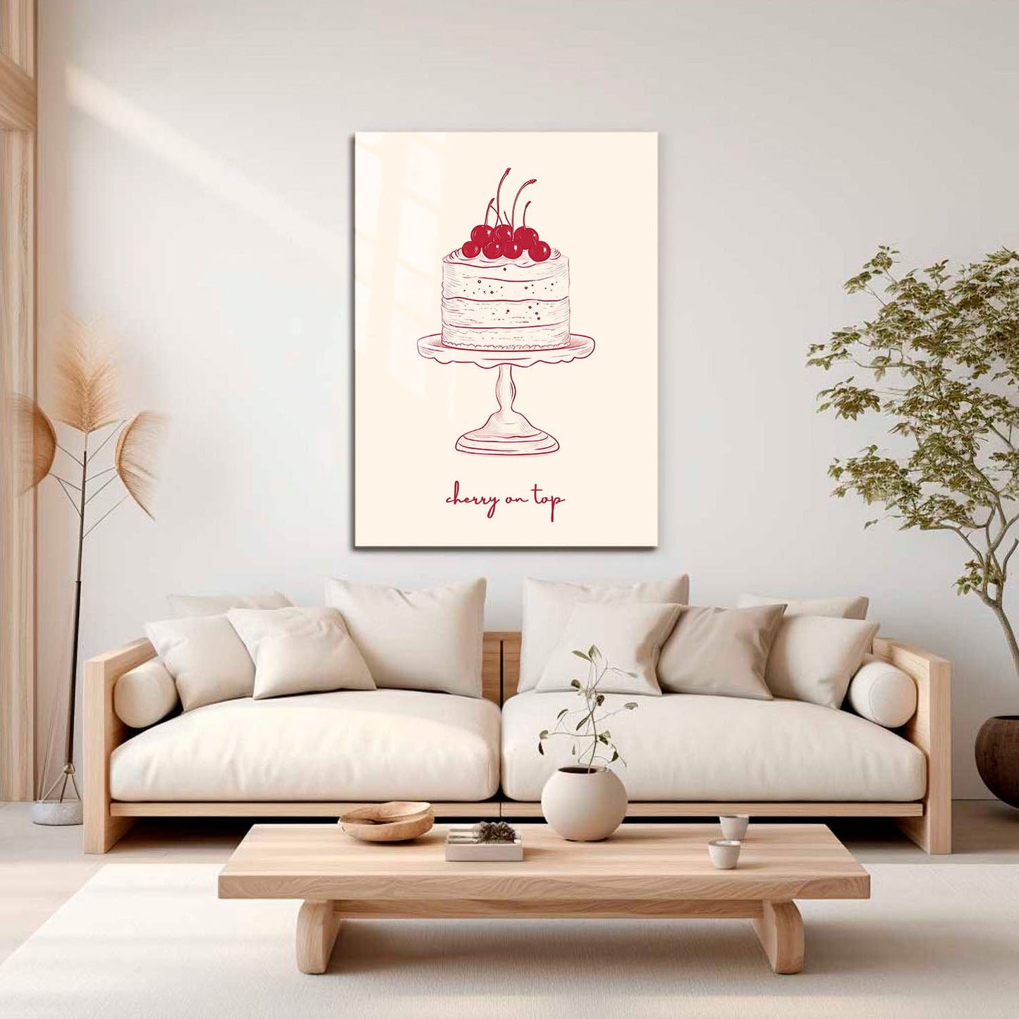 Wes Co Gallery Metal Poster Cherry Cake Illustration 11" x 17" Home Goods - Preppy Border or edge to edge Metal Art Print