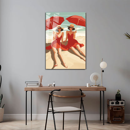 Wes Co Gallery Metal Poster Retro Beach Umbrellas 11" x 17" Home Goods - Preppy Border or edge to edge Metal Art Print