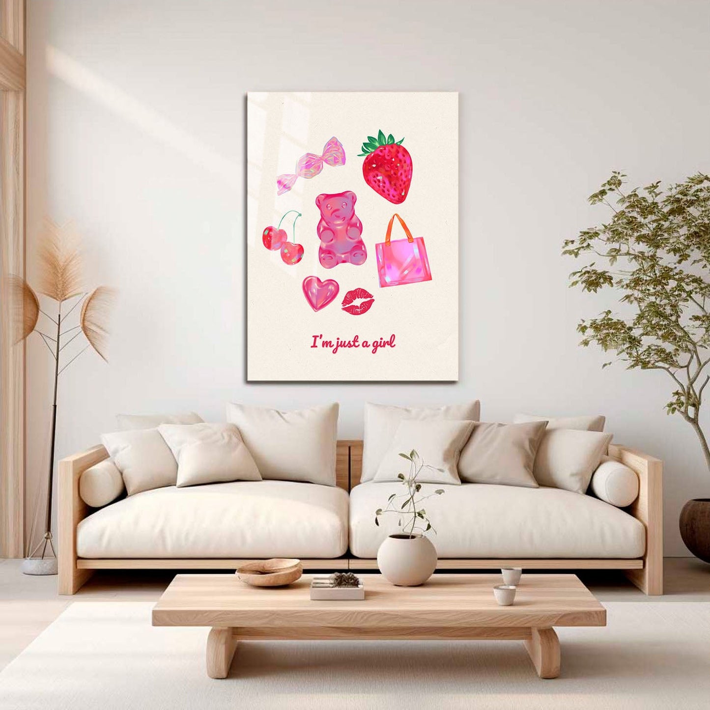 Wes Co Gallery Metal Poster I'm Just a Girl Pink Aesthetic 11" x 17" Home Goods - Preppy Border or edge to edge Metal Art Print