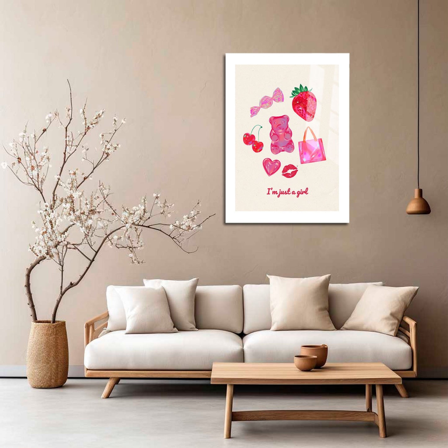 Wes Co Gallery Metal Poster I'm Just a Girl Pink Aesthetic 16" x 24" Home Goods - Preppy Border or edge to edge Metal Art Print