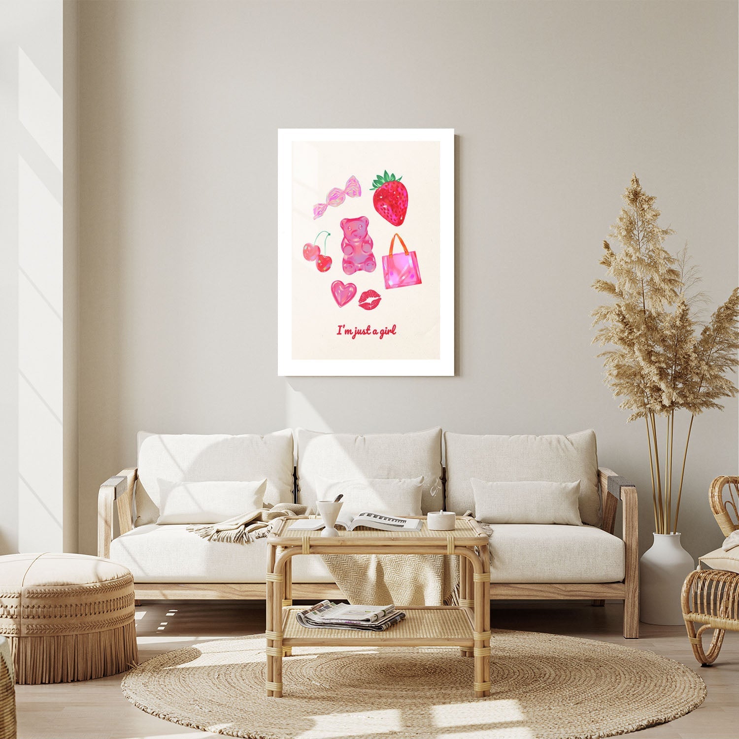 Wes Co Gallery Metal Poster I'm Just a Girl Pink Aesthetic 24" x 36" Home Goods - Preppy Border or edge to edge Metal Art Print