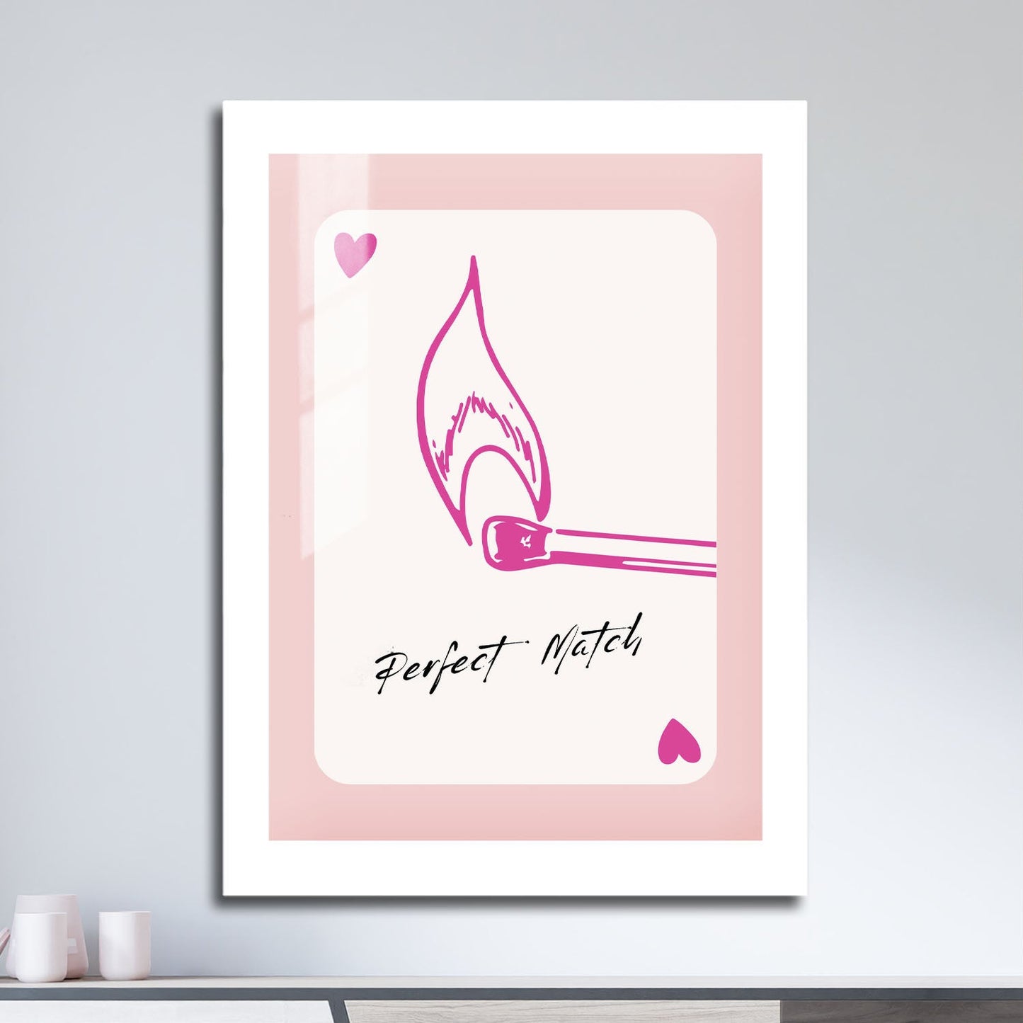 Wes Co Gallery Metal Poster Perfect Match Hearts Card 16" x 24" Home Goods - Preppy Border or edge to edge Metal Art Print