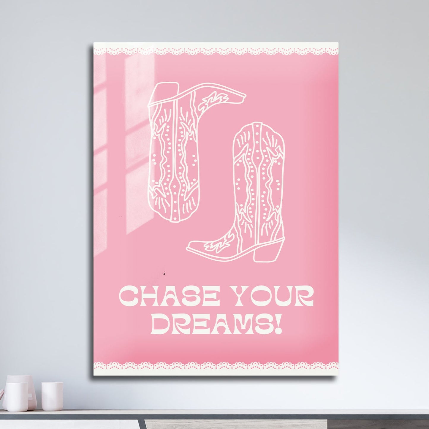 Wes Co Gallery Metal Poster Chase Your Dreams Boots 11" x 17" Home Goods - Preppy Border or edge to edge Metal Art Print