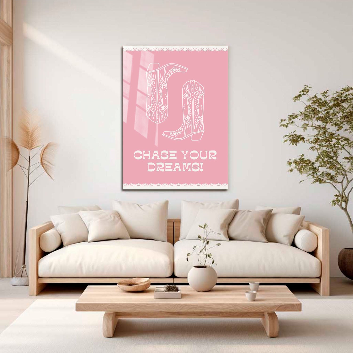 Wes Co Gallery Metal Poster Chase Your Dreams Boots 11" x 17" Home Goods - Preppy Border or edge to edge Metal Art Print