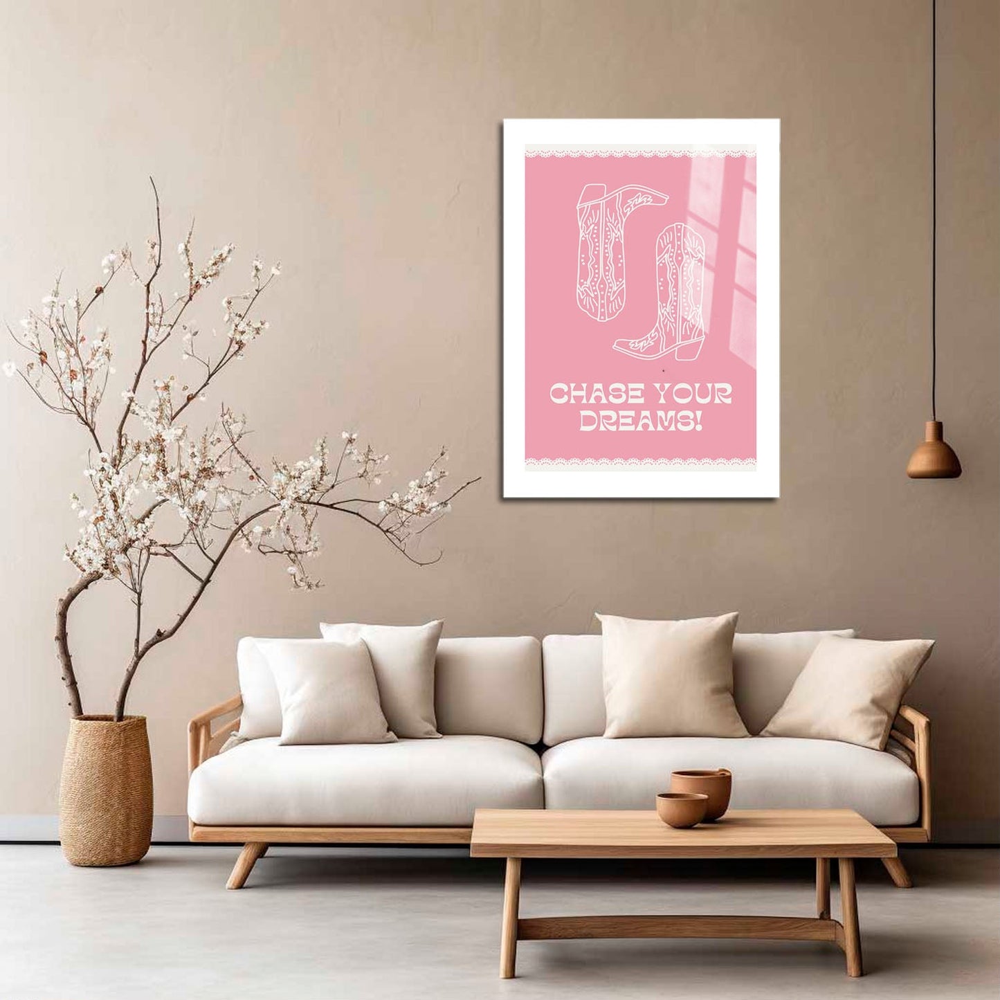 Wes Co Gallery Metal Poster Chase Your Dreams Boots 16" x 24" Home Goods - Preppy Border or edge to edge Metal Art Print