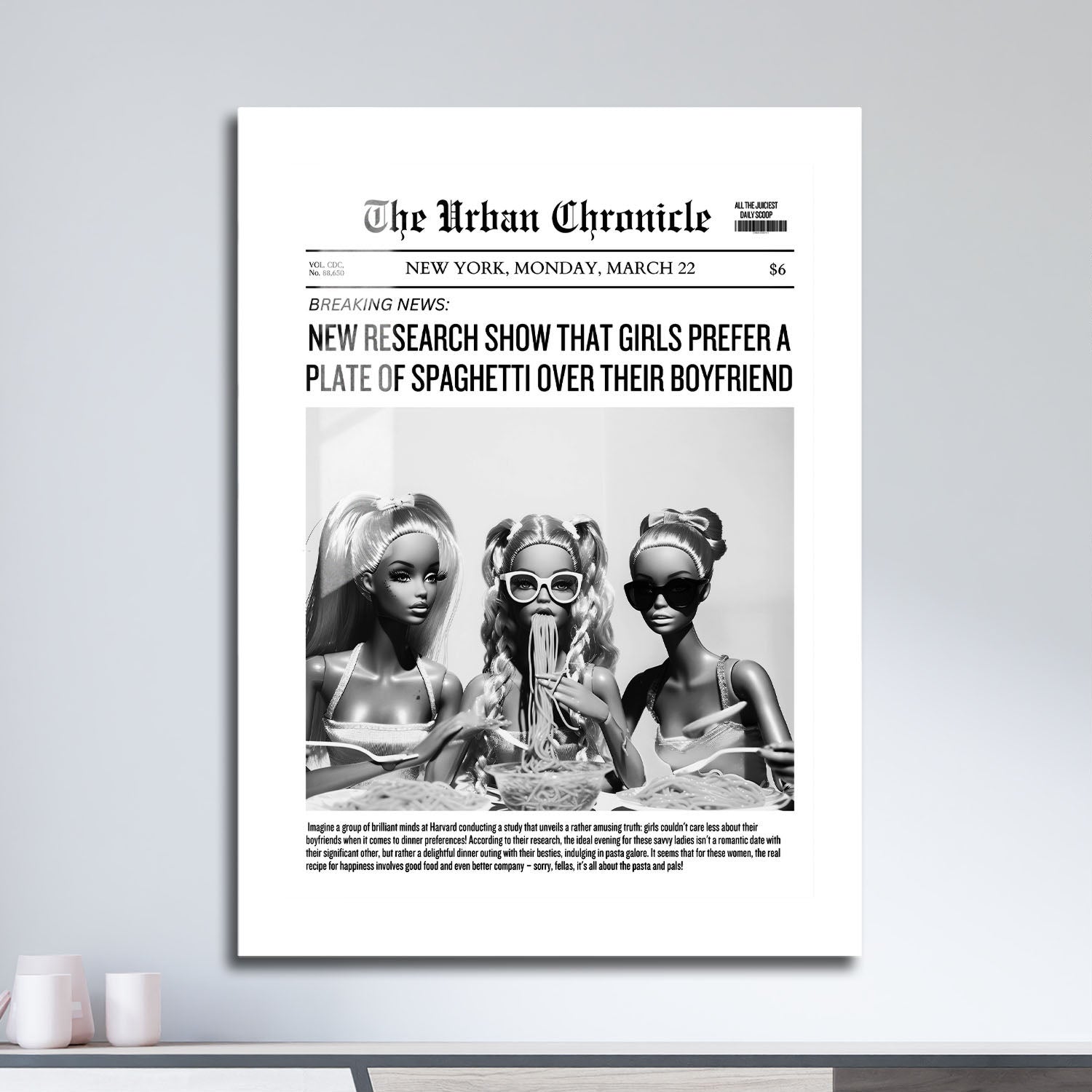 Wes Co Gallery Metal Poster Glamour Girls Headline 16" x 24" Home Goods - Preppy Border or edge to edge Metal Art Print