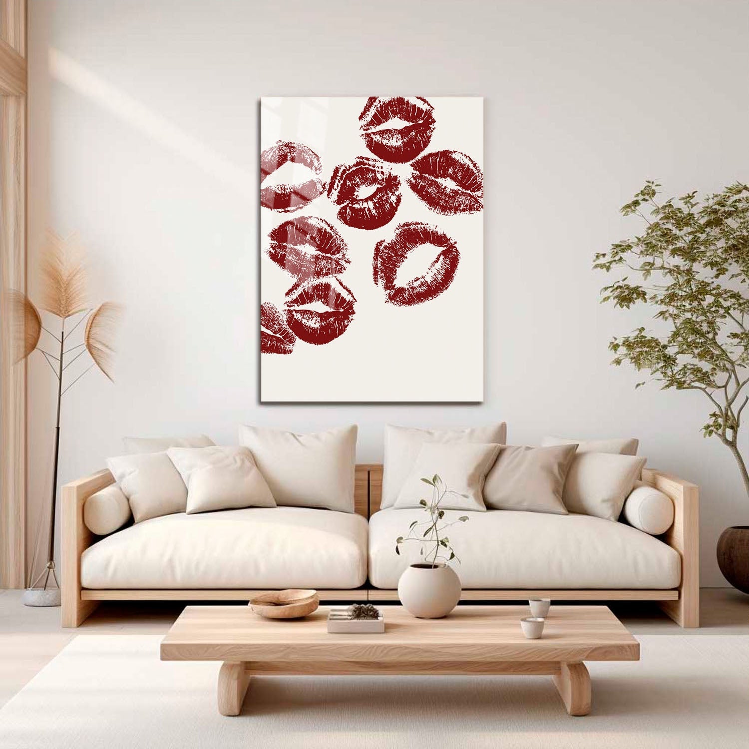 Wes Co Gallery Metal Poster Red Lip Kisses 11" x 17" Home Goods - Preppy Border or edge to edge Metal Art Print