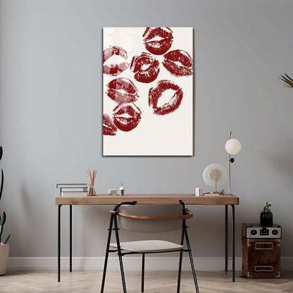 Wes Co Gallery Metal Poster Red Lip Kisses 11" x 17" Home Goods - Preppy Border or edge to edge Metal Art Print