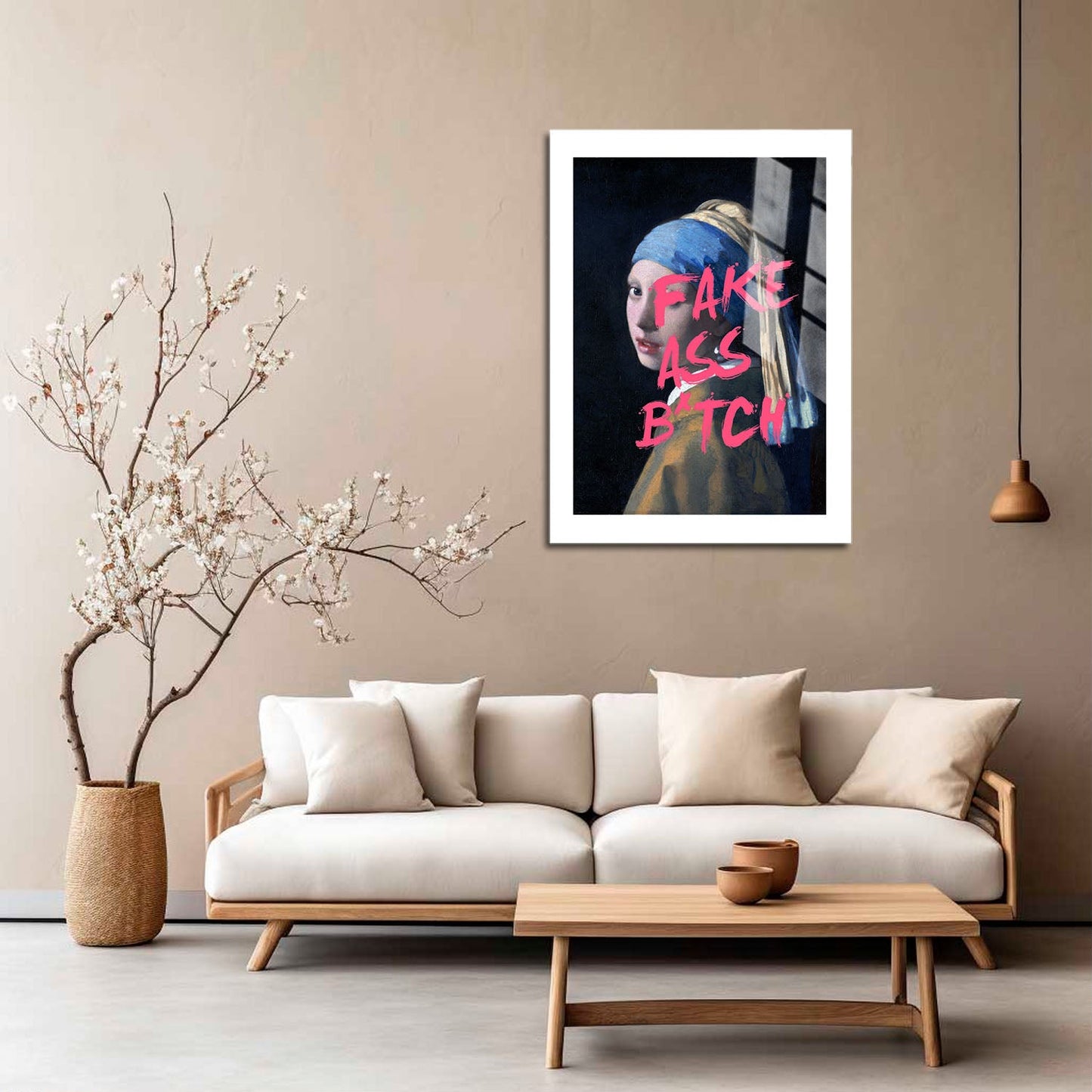 Wes Co Gallery Metal Poster Modern Vermeer Girl 16" x 24" Home Goods - Preppy Border or edge to edge Metal Art Print