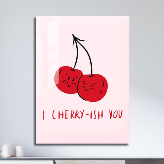 Wes Co Gallery Metal Poster Cute Cherry Love 11" x 17" Home Goods - Preppy Border or edge to edge Metal Art Print